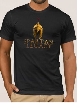 Μπλουζάκι με στάμπα μαύρο/SPARTAN LEGACY, μπλουζάκι με σχέδιο,μπλουζάκι με εκτύπωση.