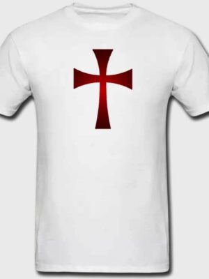 Μπλουζάκι με στάμπα/Knights templar cross, λευκό μπλουζάκι με στάμπα,μπλουζάκι κοντομάνικο,μπλουζάκι με σχέδιο,t-shirt με σχέδιο,ανδρικό t-shirt,βαμβακερό μπλουζάκι.