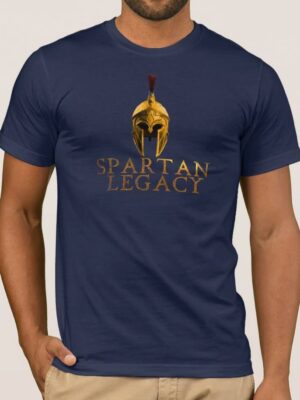 Μπλουζάκι με στάμπα/SPARTAN LEGACY, μπλέ μπλουζάκι με στάμπα spartan,περικεφαλαία,σπαρτιάτες,μπλουζάκι κοντομάνικο,μπλουζάκι με σχέδιο,t-shirt με σχέδιο,ανδρικό t-shirt,βαμβακερό μπλουζάκι.