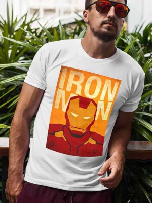 Μπλουζάκι με στάμπα/Ironman-white, λευκό μπλουζάκι με στάμπα iron man,marvel,super heroes,μπλουζάκι κοντομάνικο,μπλουζάκι με σχέδιο,t-shirt με σχέδιο,ανδρικό t-shirt,βαμβακερό μπλουζάκι.