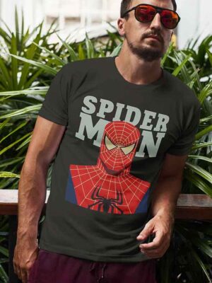 Μπλουζάκι με στάμπα/Spiderman-black, γκρί μπλουζάκι με στάμπα spiderman,marvel,comics,super heroes,σπάιντερμαν,μπλουζάκι κοντομάνικο,μπλουζάκι με σχέδιο,t-shirt με σχέδιο,ανδρικό t-shirt,βαμβακερό μπλουζάκι.