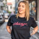 Γυναικείο μπλουζάκι με στάμπα/’Change’-black