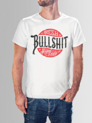 Μπλουζάκι με στάμπα/BullShit, λευκό μπλουζάκι με στάμπα bullshit,slogan,μπλουζάκι κοντομάνικο,μπλουζάκι με σχέδιο,t-shirt με σχέδιο,ανδρικό t-shirt,βαμβακερό μπλουζάκι.