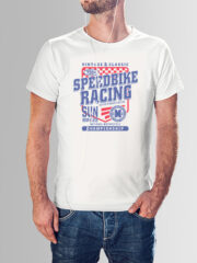 Μπλουζάκι με στάμπα/Speed Bike Racing, λευκό μπλουζάκι με στάμπα Speed bike racing,μπλουζάκι κοντομάνικο,μπλουζάκι με σχέδιο,t-shirt με σχέδιο,ανδρικό t-shirt,βαμβακερό μπλουζάκι.