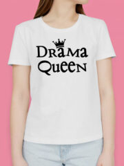 Γυναικείο μπλουζάκι με στάμπα/Dramma Queen,λευκό μπλουζάκι με στάμπα,μπλουζάκι κοντομάνικο,μπλουζάκι με σχέδιο,t-shirt με σχέδιο,quote.