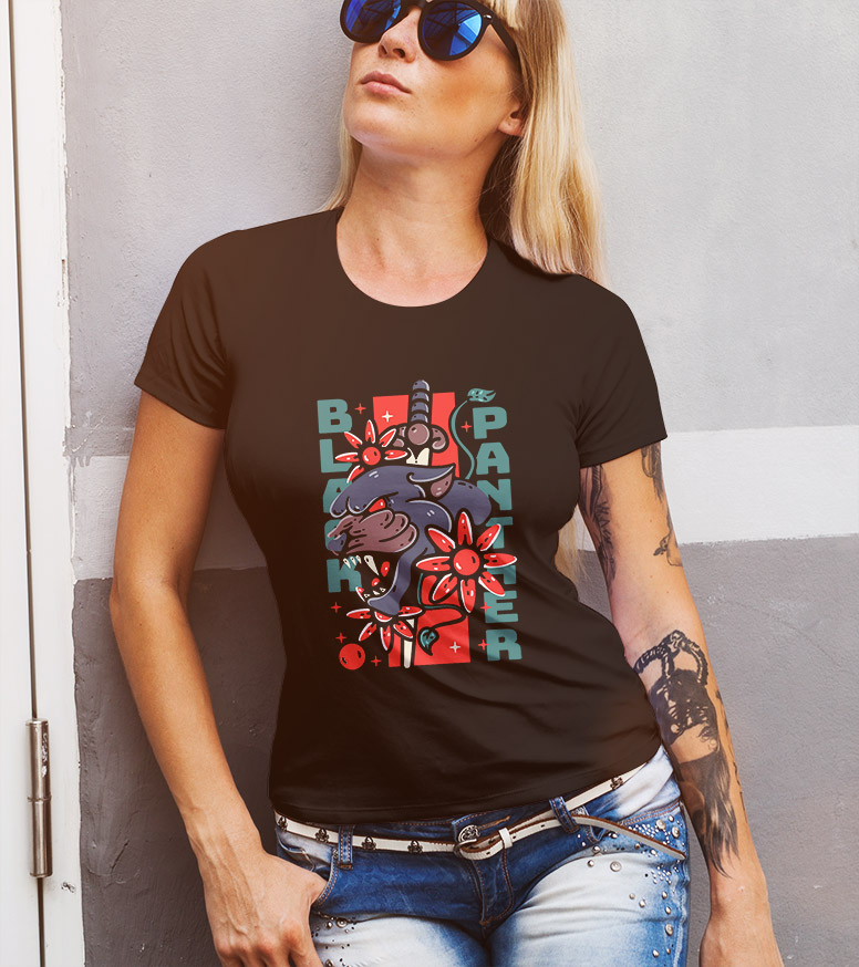 Γυναικείο μπλουζάκι με στάμπα/Black panther2
