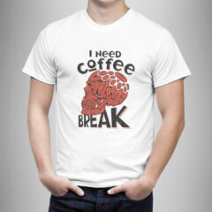 Μπλουζάκι με στάμπα/Coffee break, λευκό μπλουζάκι με στάμπα καφές,νεκροκεφαλή,coffee,coffee lovers,μπλουζάκι κοντομάνικο,μπλουζάκι με σχέδιο,t-shirt με σχέδιο,ανδρικό t-shirt,βαμβακερό μπλουζάκι.