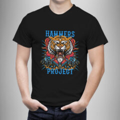 Μπλουζάκι με στάμπα/Hammers project tiger, μαύρο μπλουζάκι με στάμπα τίγρης,τατουάζ,tattoo style,tiger,μπλουζάκι κοντομάνικο,μπλουζάκι με σχέδιο,t-shirt με σχέδιο,ανδρικό t-shirt,βαμβακερό μπλουζάκι.