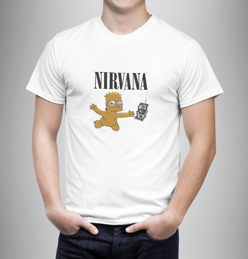 Man T-Shirt-black nirvana-simpsons