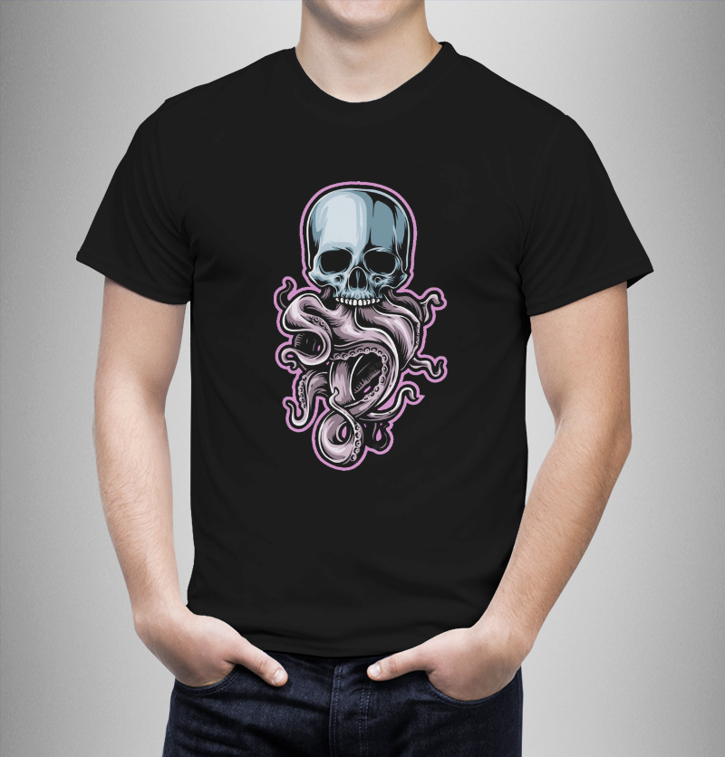 Μπλουζάκι με στάμπα/Octopus skull