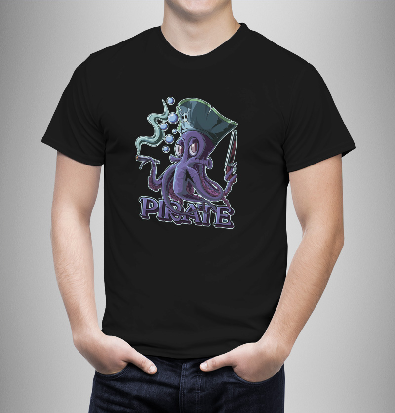 Μπλουζάκι με στάμπα/Octopus pirate