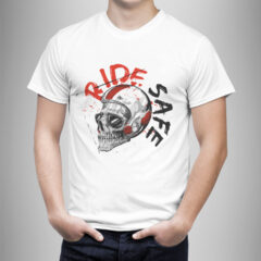 Μπλουζάκι με στάμπα/Ride safe, λευκό μπλουζάκι με στάμπα,ride safe,skull,riding,bikes,moto,μηχανές,μπλουζάκι κοντομάνικο,μπλουζάκι με σχέδιο,t-shirt με σχέδιο,ανδρικό t-shirt,βαμβακερό μπλουζάκι.