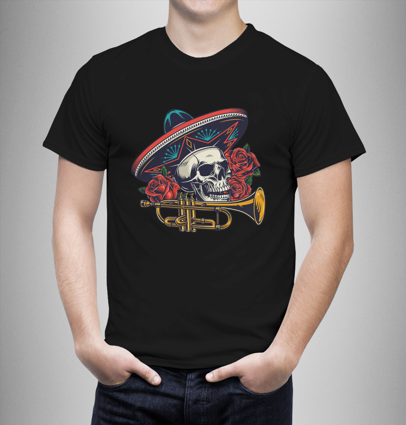 Μπλουζάκι με στάμπα/Mexican skull