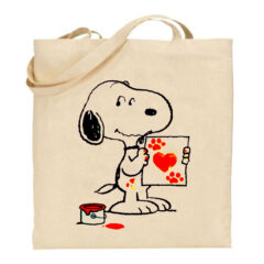 Τσάντα tote/Snoopy painted love, Τσάντα με σχέδιο Σνούπι,Snoopy,Υφασμάτινες τσάντες με σχέδιο,βαμβακερές,tote bags,cotton bags,τσάντες με τύπωμα,στάμπα.