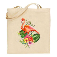 Τσάντα tote/Floral flamingo, Tσάντα με σχέδιο φλαμίνγκο,εξωτικά σχέδια, Υφασμάτινες τσάντες με σχέδιο,βαμβακερές,tote bags,cotton bags,τσάντες με τύπωμα,στάμπα.