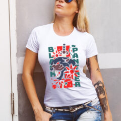 Γυναικείο μπλουζάκι με στάμπα/Black panther,λευκό μπλουζάκι με στάμπα,μπλουζάκι κοντομάνικο,μπλουζάκι με σχέδιο,t-shirt με σχέδιο,πάνθηρας,tattoo style,japanese.