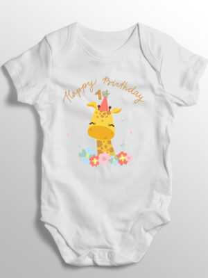 Βρεφικό φορμάκι/1st birthday giraffe, φορμάκι με σχέδιο καμηλοπάρδαλη,ζώα του δάσους,για μωρά,μωρουδιακά ρούχα,φορμάκι με σχέδιο,baby,φορμάκι με τύπωμα,φορμάκι με στάμπα,φορμάκι άσπρο,φορμάκια,στάμπες,φορμάκι για νεογέννητα,βρεφικά φορμάκια