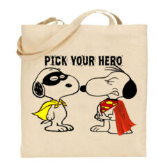 Τσάντα tote/Snoopy hero, Tσάντα με στάμπα snoopy, Υφασμάτινες τσάντες με σχέδιο,βαμβακερές,tote bags,cotton bags,τσάντες με τύπωμα,στάμπα.