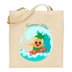 Τσάντα tote/Summer vibes, Τσάντα με σχέδιο ανανάς που κάνει surf, Υφασμάτινες τσάντες με σχέδιο,βαμβακερές,tote bags,cotton bags,τσάντες με τύπωμα,στάμπα.