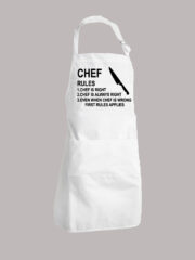 Ποδιά με σχέδιο/Chef rules, Ποδιά με σχέδιο chef rules,ποδιά με τύπωμα,ποδιά με στάμπα,ποδιές,άσπρη ποδιά,υφασμάτινη ποδιά,ποδιά μαγειρικής,ποδιά για μαγείρεμα,cooking,cooking apron