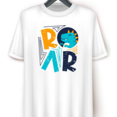 Παιδικό μπλουζάκι/Dinosaur ROAR, μπλουζάκι κοντομάνικο λευκό,παιδικό με σχέδιο δεινόσαυρος,πολύχρωμο,για αγόρι,για κορίτσι, μπλουζάκι με στάμπα,βαμβακερό.