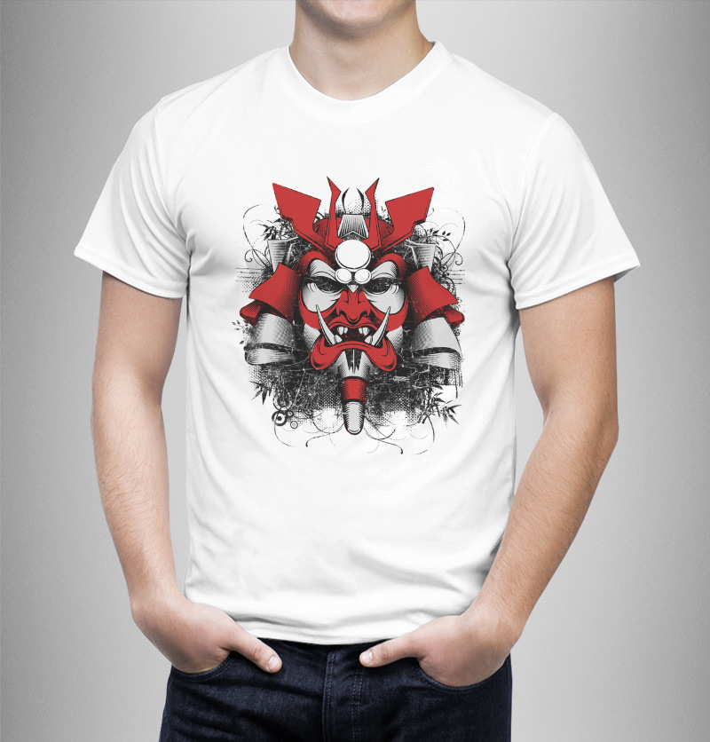 Μπλουζάκι με στάμπα/Samurai mask