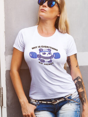 Γυναικείο μπλουζάκι με στάμπα/Panda gymlove, panda heavy lifting,t-shirt women's.humour. μπλουζάκι καλαοκαιρινό,με τύπωμα,πάντα,αρκουδάκι,βάρη,αθλητισμός,χιούμορ,λευκό μπλουζάκι με στάμπα,μπλουζάκι κοντομάνικο,μπλουζάκι με σχέδιο,t-shirt με σχέδιο.