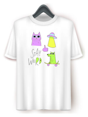 Παιδικό μπλουζάκι/Αlien cat&dog, t-shirt παιδικό,λευκό, κοντομάνικο με κούλ σχέδιο γάτες σκύλοι άλιεν,για αγόρι,για κορίτσι,στάμπα.