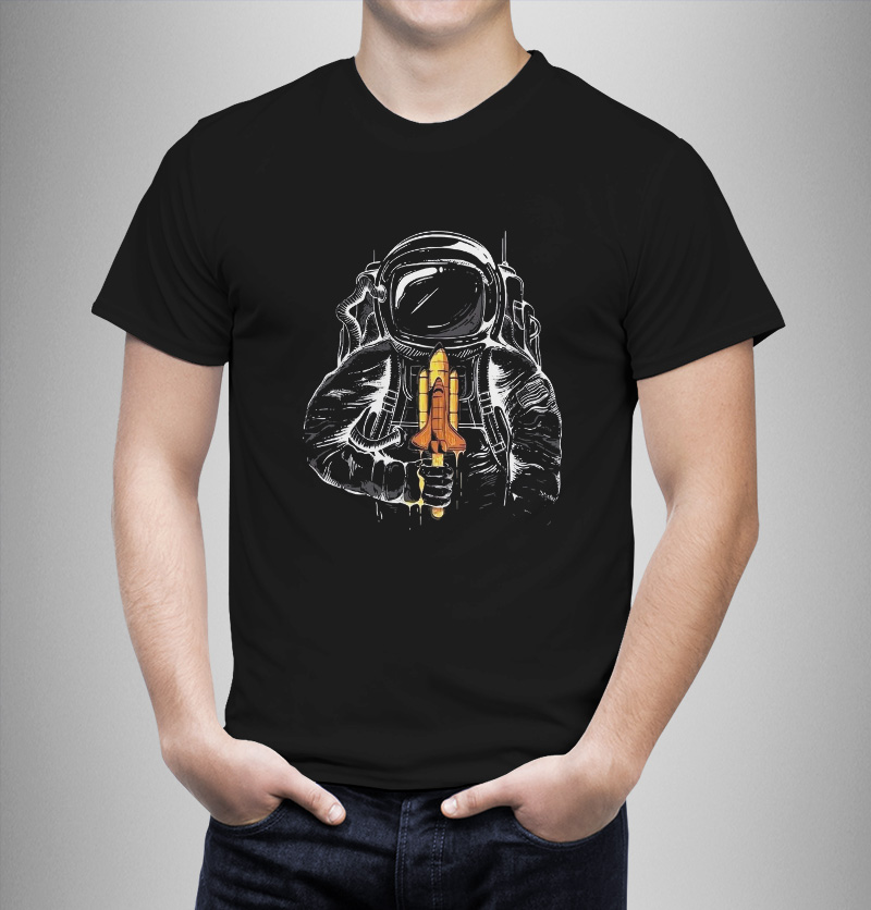 Μπλουζάκι με στάμπα/Αstronaut-spaceship