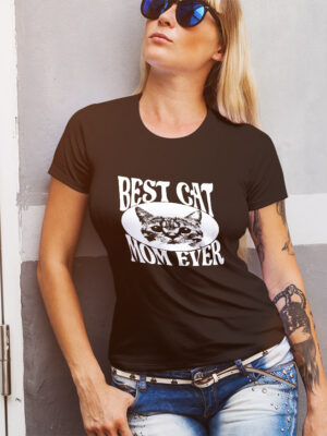 Γυναικείο μπλουζάκι με στάμπα/Βest Catmom, t-shirt women's,with cat mom design,cat,kitty,love. μπλουζάκι κοντομάνικο με τύπωμα γάτα,γατομαμά,αγάπη.