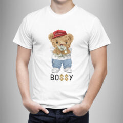 Μπλουζάκι με στάμπα/Bossy bear, t-shirt with bear print,bossy bear style, μπλουζάκι κοντομάνικο,με στάμπα αρκουδάκι,λευκό μπλουζάκι με στάμπα,μπλουζάκι κοντομάνικο,μπλουζάκι με σχέδιο,t-shirt με σχέδιο,ανδρικό t-shirt,βαμβακερό μπλουζάκι.