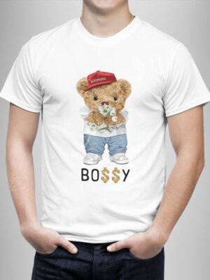 Μπλουζάκι με στάμπα/Bossy bear, t-shirt with bear print,bossy bear style, μπλουζάκι κοντομάνικο,με στάμπα αρκουδάκι,λευκό μπλουζάκι με στάμπα,μπλουζάκι κοντομάνικο,μπλουζάκι με σχέδιο,t-shirt με σχέδιο,ανδρικό t-shirt,βαμβακερό μπλουζάκι.