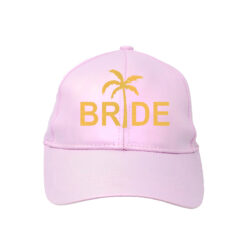 pink hat,for bachelorette,gold lettering,bride,palm trees,exotic. καπέλο,με στάμπα για μπάτσελορ,με χρυσά γράμματα.