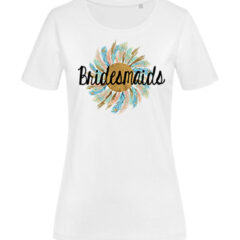 Γυναικείο μπλουζάκι με στάμπα/Bridesmaids feathers, t-shirt for bachelorette,with digital print,lettering,golden details,feathers. γάμος,μπάτσελορ,νύφες.,μπλουζάκι .