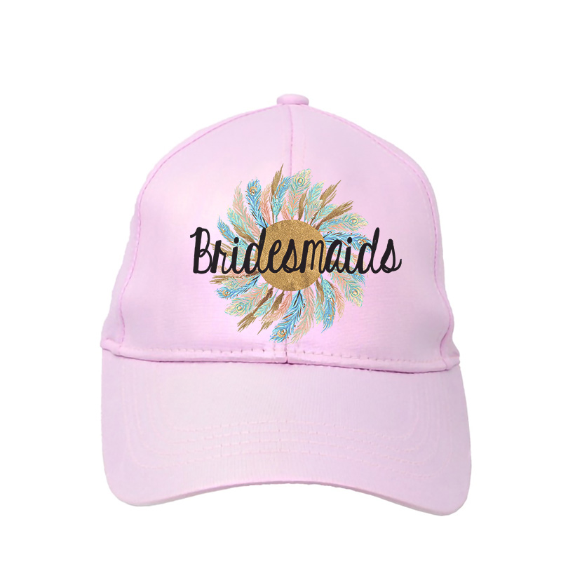 bridesmaids hat pink,with feathers