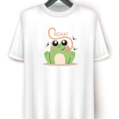 Παιδικό μπλουζάκι/Croak Frog, λευκό μπλουζάκι κοντομάνικο για παιδιά ,με στάμπα βάτραχος,για αγόρι,για κορίτσι, μπλουζάκι με σχέδιο.