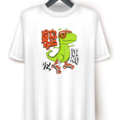 Παιδικό μπλουζάκι/Dinosaur Lets roll, λευκό μπλουζάκι κοντομάνικο καλοκαιρινό με σχέδιο δεινόσαυρος,πατίνια,για αγόρι,για κορίτσι, μπλουζάκι με στάμπα,βαμβακερό.