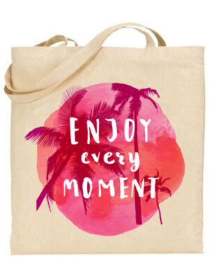 Τσάντα tote/Εnjoy every moment, tote bag with printed pink illustration,summer. υφασμάτινη τσάντα με στάμπα ,σε ρόζ αποχρώσεις,Υφασμάτινες τσάντες με σχέδιο,βαμβακερές,tote bags,cotton bags,τσάντες με τύπωμα,στάμπα.