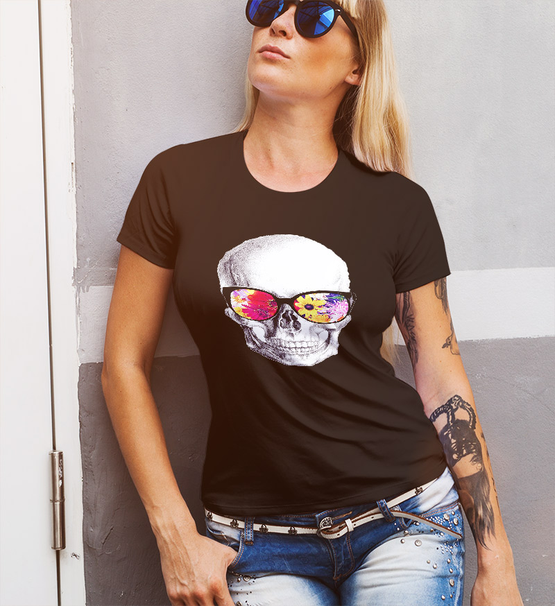 Γυναικείο μπλουζάκι με στάμπα/Skull sunglasses
