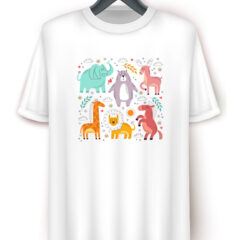 Παιδικό μπλουζάκι/Forest animals , λευκό μπλουζάκι κοντομάνικο παιδικό ,με στάμπα, καλοκαιρινό με τα ζώα του δάσους,για αγόρι,για κορίτσι, μπλουζάκι με σχέδιο.