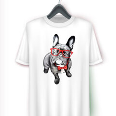 Παιδικό μπλουζάκι/French Bulldog glasses, french bulldog t-shirt for kids. παιδικό μπλουζάκι λευκό με σκυλάκι, γαλλικό μπουλντόγκ, για αγόρι,για κορίτσι,στάμπα.