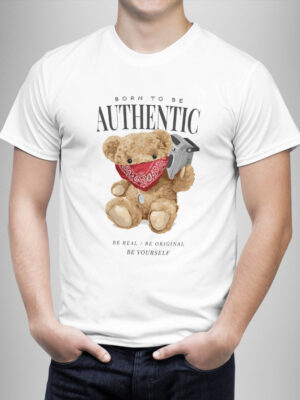 Μπλουζάκι με στάμπα/Authentic bear, μπλουζάκι κοντομάνικο με στάμπα, αρκουδάκι γκάνκστερ. t-shirt with bear print for men,λευκό μπλουζάκι με στάμπα,μπλουζάκι κοντομάνικο,μπλουζάκι με σχέδιο,t-shirt με σχέδιο,ανδρικό t-shirt,βαμβακερό μπλουζάκι.