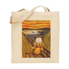Τσάντα tote/Garfield''the scream'', tote bag υφασμάτινη,με τύπωμα , garfield,σε διάσημο πίνακα,Υφασμάτινες τσάντες με σχέδιο,βαμβακερές,tote bags,cotton bags,τσάντες με τύπωμα,στάμπα.