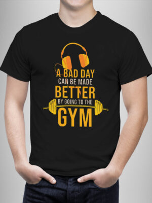 Μπλουζάκι με στάμπα/Gym motivation, t-shirt μάυρο, με κίτρινα γράμματα, γυμναστήριο, χιούμορ,μαύρο μπλουζάκι με στάμπα,μπλουζάκι κοντομάνικο,μπλουζάκι με σχέδιο,t-shirt με σχέδιο,ανδρικό t-shirt,βαμβακερό μπλουζάκι.