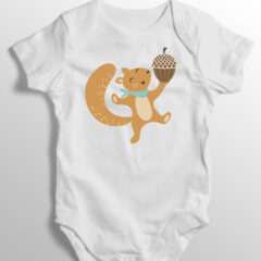 Βρεφικό φορμάκι/Happy squirrel, φορμάκι για μωρά με σχέδιο σκίουρος,φορμάκι για μωρά,μωρουδιακά ρούχα,φορμάκι με σχέδιο,baby,φορμάκι με τύπωμα,φορμάκι με στάμπα,φορμάκι άσπρο,φορμάκια,στάμπες,ζώα του δάσους