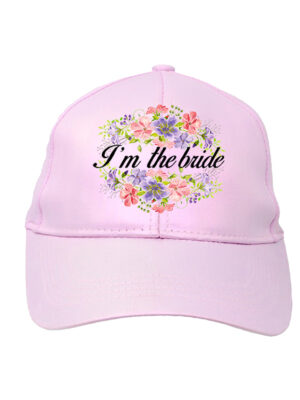 Καπέλο με σχέδιο/Bachelorette-''floral'', hat for bachelorette party,pink,with floral pattern,wedding,pre-wedding. καπέλο για μπάτσελορ,λουλούδια,με τύπωμα.