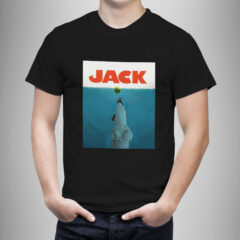 Μπλουζάκι με στάμπα/Jack russel Jaws, t-shirt με σχέδιο τζάκ ράσελ σκύλο, αφίσα, χιουμοριστικό, θάλασσα,μαύρο μπλουζάκι με στάμπα,μπλουζάκι κοντομάνικο,μπλουζάκι με σχέδιο,t-shirt με σχέδιο,ανδρικό t-shirt,βαμβακερό μπλουζάκι.