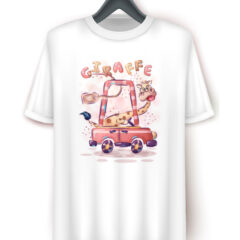 Παιδικό μπλουζάκι/Driving giraffe, t-shirt κοντομάνικο παιδικό,λευκό, με σχέδιο καμηλοπάρδαλη,αμάξι,οδήγηση,χιουμοριστικό,παιδικά μπλουζάκια,για αγόρι,για κορίτσι, μπλουζάκι με στάμπα,βαμβακερό.