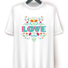 Παιδικό μπλουζάκι/Modern love floral, μπλουζάκι λευκό για κοριτσια καλοκαιρινό με σχέδιο Love,λουλούδια,για κορίτσι, μπλουζάκι με στάμπα,βαμβακερό.