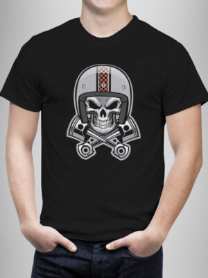 Μπλουζάκι με στάμπα/Pistons skull mechanic, t-shirt καλοκαιρινό,με τύπωμα skull,μηχανές,moto,μαύρο μπλουζάκι με στάμπα,μπλουζάκι κοντομάνικο,μπλουζάκι με σχέδιο,t-shirt με σχέδιο,ανδρικό t-shirt,βαμβακερό μπλουζάκι.